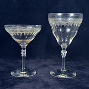 Vintage Etched Wine and Champagne Coupe or Cocktail Glass