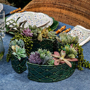 Juliska Berry & Thread Petite Parterre Garden Half Circle Vase, Set of 2, Basil