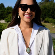 Oval Aventurine Pendant Gold Necklace by Olivia Riegel