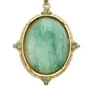 Oval Aventurine Pendant Gold Necklace by Olivia Riegel