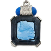 Blue Venetian Glass Intaglio Pendant On Glass Pearl Necklace by Olivia Riegel