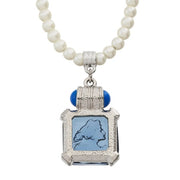 Blue Venetian Glass Intaglio Pendant On Glass Pearl Necklace by Olivia Riegel