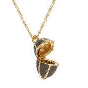 Enamel Egg Locket Pendant Gold Necklace by Olivia Riegel