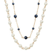 Glass Pearl & Hematite Double Strand Necklace by Olivia Riegel