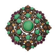 Bronze Brooch with Green Jewels by Olivia Riegel