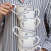 Juliska L'Amour Toujours Classic Whitewash 16 pc. Set mug stack