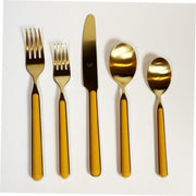Fantasia Ice Gold Mustard Yellow Flatware Five Piece Placesetting by Mepra Flatware Mepra 5 Piece Place Setting 