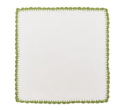 Shell Edge Napkin in White & Green, Set of 4 by Kim Seybert