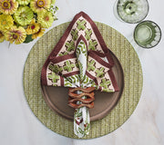 Oasis Napkin in Ivory, Green & Brown, Set of 4 by Kim Seybert