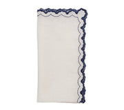 Kim Seybert Arches Napkin in White & Blue, Set of 4, 21”