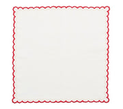 Kim Seybert Arches Napkin in White, Red & Gold, Set of 4, 21”