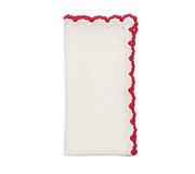 Kim Seybert Arches Napkin in White, Red & Gold, Set of 4, 21”