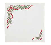 Kim Seybert Merry & Bright Napkin in White, Red & Green, Set of 4