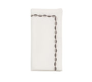 Kim Seybert Swag Napkin in White, Gunmetal & Silver, Set of 4