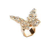 Papillon Napkin Ring in Gold & Crystal, Set of 4 in a Gift Box by Kim Seybert