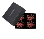 Jeweled Bow Napkin Ring in Red, Set of 4 in a Gift Box by Kim Seybert