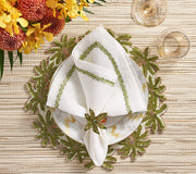 Oasis Placemat in Ivory, Green & Gold, Set of 2 by Kim Seybert