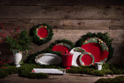 Christmas Garland Red Dessert Plate by Bordallo Pinheiro