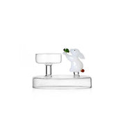 Ichendorf Milano Alice Glass Tealight White Rabbit With Green Mushroom