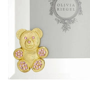 Gold Teddy Bear with Light Rose Crystals 5" x 7" Photo Frame by Olivia Riegel