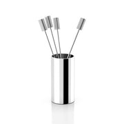 Anna New York Striations Cocktail Picks in Holder, Silver, Set of 4