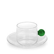 Bilia Glass Espresso Cup and Saucer, Green, 4 oz. by Zafferano Zafferano 