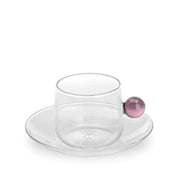 Bilia Glass Espresso Cup and Saucer, Pink, 4 oz. by Zafferano Zafferano 