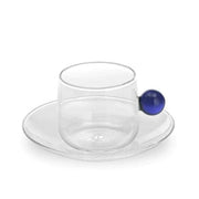Bilia Glass Espresso Cup and Saucer, Cobalt Blue, 4 oz. by Zafferano Zafferano 