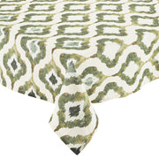 Kim Seybert Olive Green Watercolor Ikat Linen Tablecloth, 110" x 54" Tablecloths Kim Seybert 