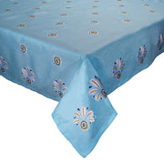 Flores Linen Tablecloth, 110" x 53" by Kim Seybert Tablecloths Kim Seybert Turquoise & Green 