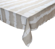 Watercolor Stripe Tablecloth in White & Natural 110" x 54" by Kim Seybert