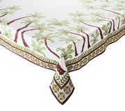 Oasis Tablecloth in Ivory, Green & Brown 110" x 54" by Kim Seybert