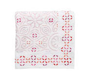 Malta Tablecloth in White, Pink & Orange 126" x 58" by Kim Seybert