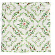 Kim Seybert White and Green Laurel Linen Tablecloth, 110" x 54" Tablecloths Kim Seybert 