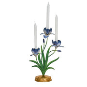Juliska Meadow Walk Iris Centerpiece Candelabra, Chambray, 14"