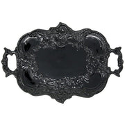 Finezza Black Baroque Ceramic Tray with Handles, 17" by Arte Italica Dinnerware Arte Italica 