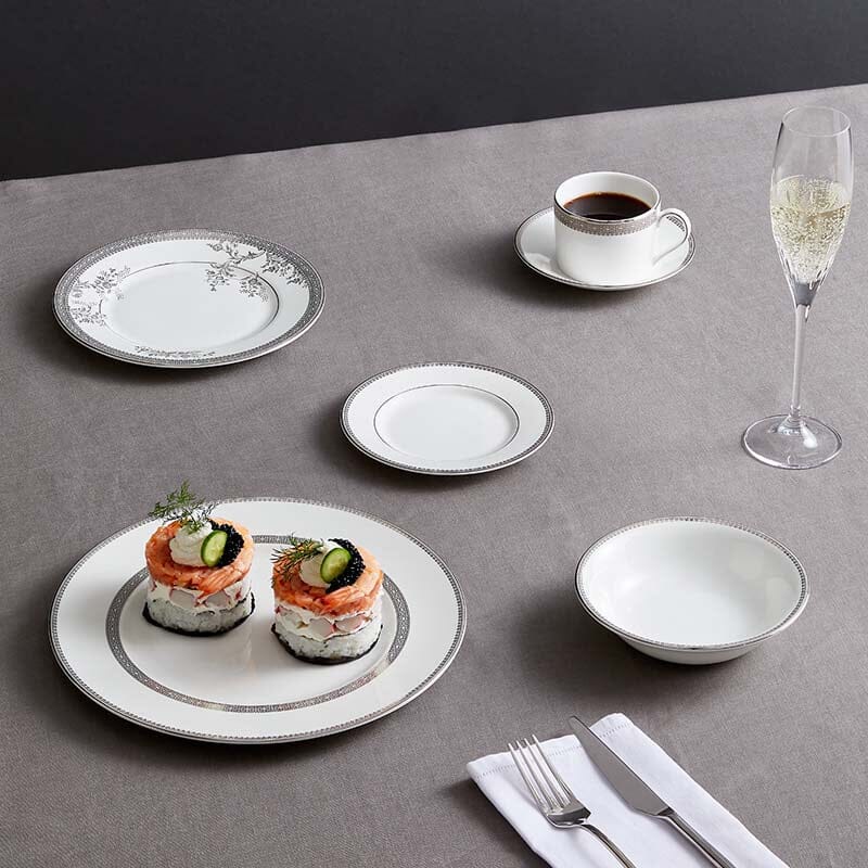 Vera Lace Platinum 12-Piece Dinnerware Set by Vera Wang for