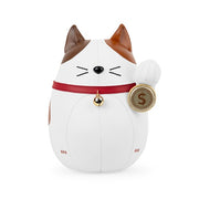 Zuny Lucky Cat Fu Bookend, White & Tan