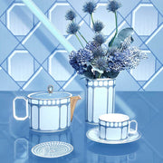 Signum Azure Porcelain Tea Cup & Saucer by Swarovski x Rosenthal Tea Cup Rosenthal 