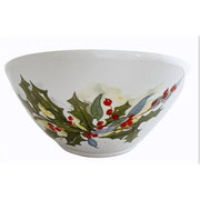 Christmas Holly and Berries Diagonal Serving or Presentation Bowl, 12" by Abbiamo Tutto Dinnerware Abbiamo Tutto 