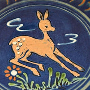 Vintage Large Shallow Deer Terracotta Deer Bowl, 12.25" by Ceramica Puigdemont