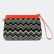 Keith Black & White Chevron with Red Trim Rectangle Cosmetic Bag, 11" x 7" by Missoni Home Cosmetic Bag Missoni Home 