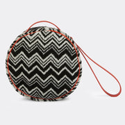Keith Black & White Chevron with Red Round Cosmetic Bag, 7" x 3" by Missoni Home Cosmetic Bag Missoni Home 