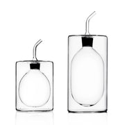 Dual Ichendorf Milano Cilindro Clear Glass Double-Walled Olive Oil and Vinegar Bottle, 6.8 oz.