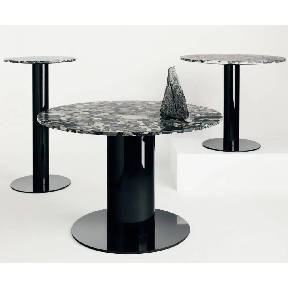 Tom Dixon Tube Wide Dining Table, Black Pebble Top, 47.2