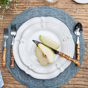 Juliska Berry & Thread Flared Whitewash Dessert / Salad Plate with Pear