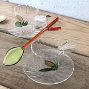 Tea Cups and Ichendorf Milano Greenwood Spoon, Glass, 4.92"