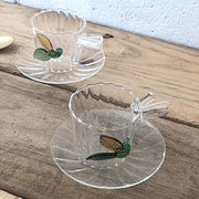 Ichendorf Milano Greenwood Tea Cups and Saucers with Leaves, 8.5 oz.