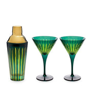 Prism Cocktail Set, Shaker & Martini Glasses, Green by L'Objet