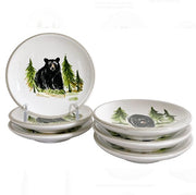 Black Bear Italian Ceramic Canape Plates, Set of 6, 5.75" by Abbiamo Tutto